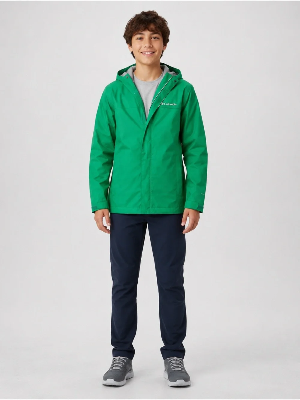 NWT Columbia Youth Watertight Omni-Tech Rain Jacket Green Large